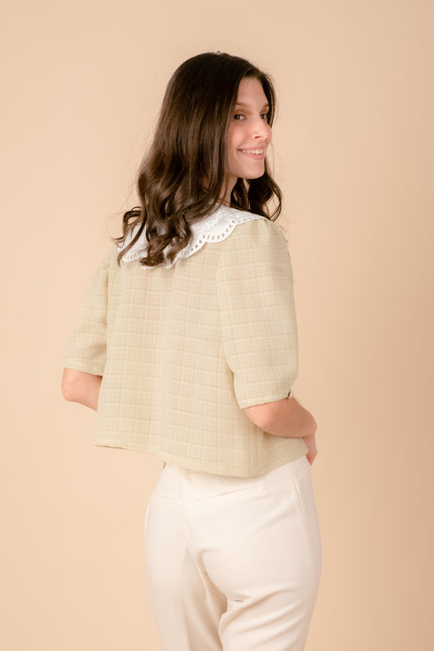 Shop Hygge x GS: Peter Pan Collar Top in Mint