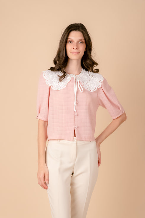 Shop Hygge x GS: Peter Pan Collar Top in Bubblegum Pink