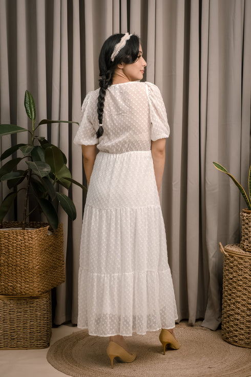 Mason Front Tie Textured Midi Dress