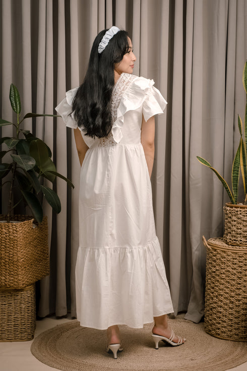 Maeve White Dress with Ruffles
