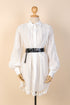 Holiday 04 White Button Down Dress w/ Belt