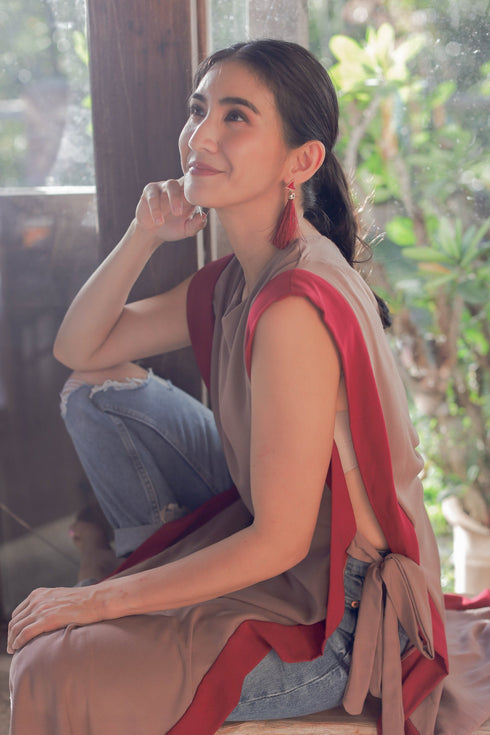 GET SPOTTED SHOP STOCKS MUM x RPB 7: Sara Two-Tone Side-Laso Long Vest