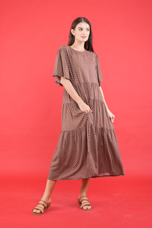 GET SPOTTED SHOP STOCKS GS Polka 2: Renee Tiered Maxi Dress