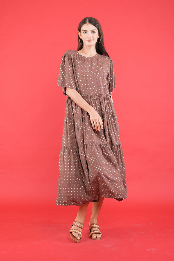 GET SPOTTED SHOP STOCKS GS Polka 2: Renee Tiered Maxi Dress