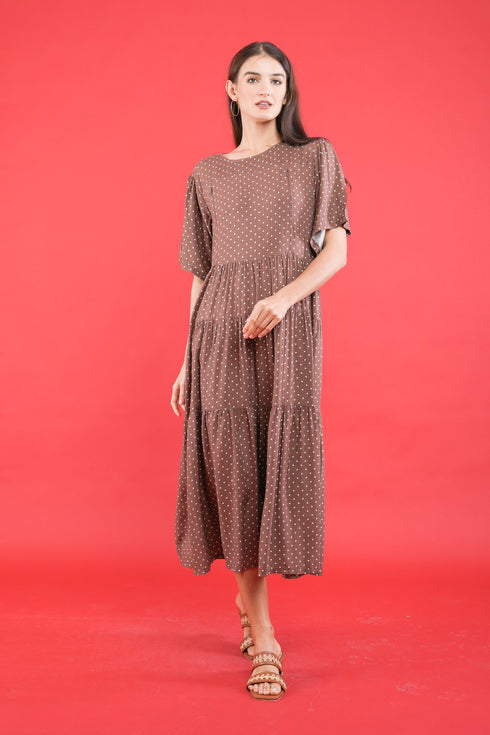 GET SPOTTED SHOP STOCKS GS Polka 2: Renee Tiered Maxi Dress