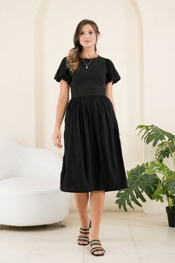 GET SPOTTED SHOP STOCKS GS Black: Sharmaine Combi Fabric Dress