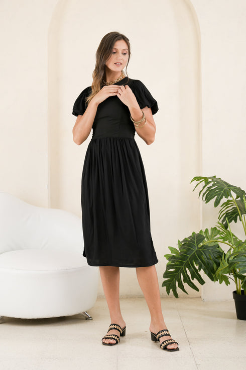 GET SPOTTED SHOP STOCKS GS Black: Sharmaine Combi Fabric Dress