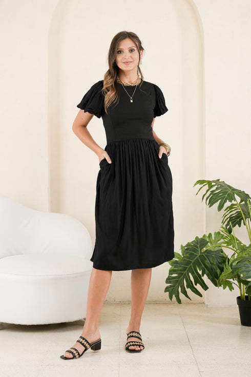 GET SPOTTED SHOP STOCKS GS Black: Sharmaine Combi Fabric Dress