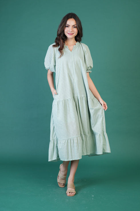GET SPOTTED SHOP STOCKS Jenny Hues of Summer: Audrey Premium Eyelet Dress