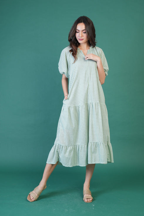 GET SPOTTED SHOP STOCKS Jenny Hues of Summer: Audrey Premium Eyelet Dress