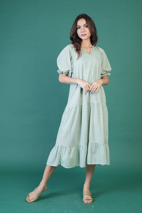 GET SPOTTED SHOP STOCKS Jenny Hues of Summer: Audrey Premium Eyelet Dress