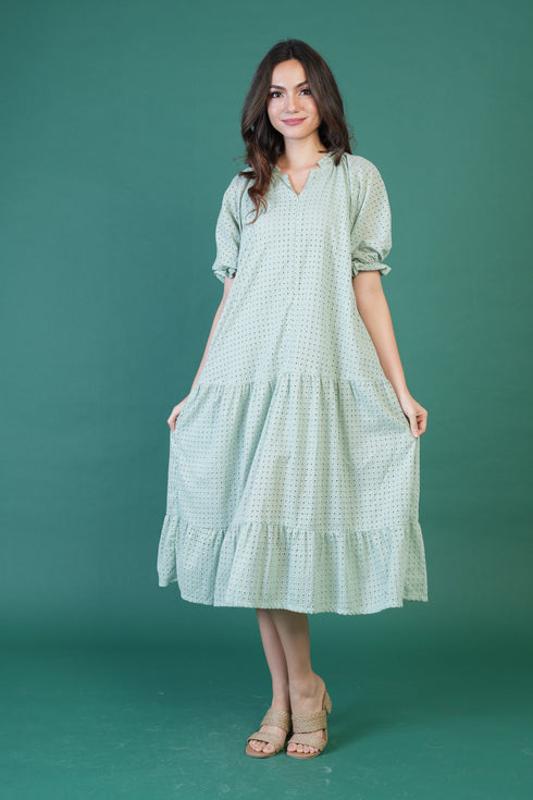GET SPOTTED SHOP STOCKS Jenny Hues of Summer: Audrey Premium Eyelet Dress