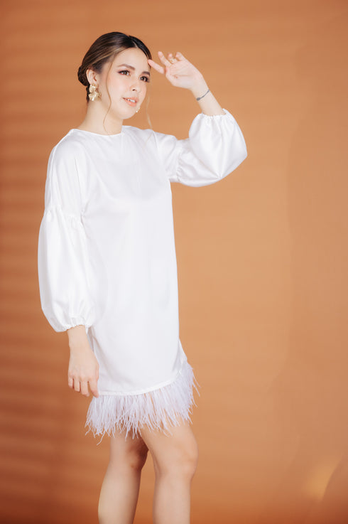 Alhambra x GS: The Giorgio Dress with Ostrich Feathers