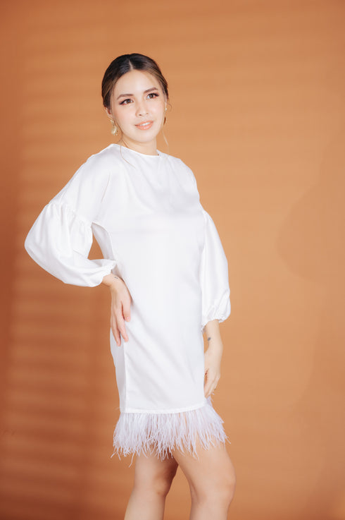 Alhambra x GS: The Giorgio Dress with Ostrich Feathers